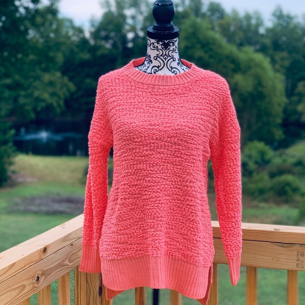 Deep Coral Popcorn Sweater